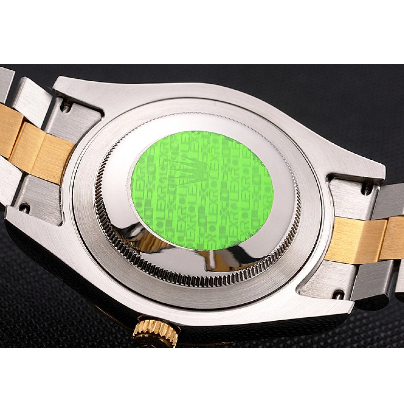 Best AAA Replica Sites Black Tone Dial Stainless Datejust Swiss Bracelet Steel Two Rolex Case Bezel Gold 0724